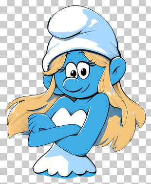 Smurfette Blue Cartoon Character With Blonde Hair Png