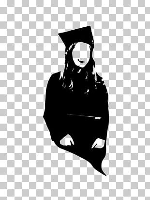 Logo Silhouette Square Academic Cap White Font PNG