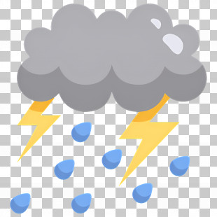 Raining Cloud - Storm Cloud Icon Illustration With Rain And Lightning PNG