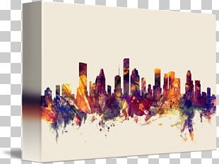 Houston Skyline District Canvas Print Printmaking PNG