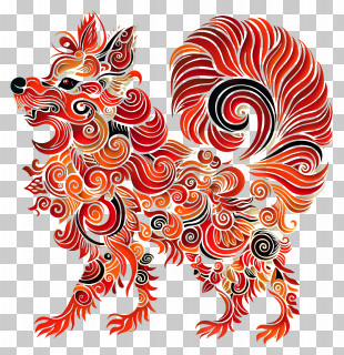 Chinese Zodiacs - Ornamental Fox Illustration With Vibrant Patterns PNG
