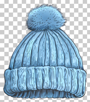 Beanie Hat - Blue Winter Hat With Pom-Pom Detail PNG