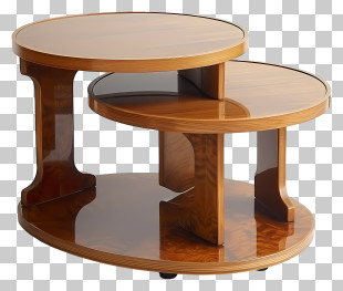 Coffee Tables - Round Wooden Coffee Table With Unique Design PNG