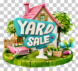 Yard Sale - Yard Sale Sign In Front Of House PNG