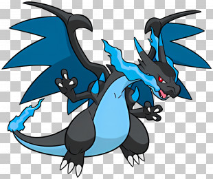 Charizard - Blue Dragon Breathing Fire PNG
