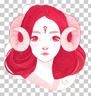 Aries Symbol - Aries Zodiac Girl Illustration PNG