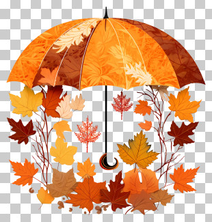 Autumn Leaves - Autumn Umbrella With Leaves PNG