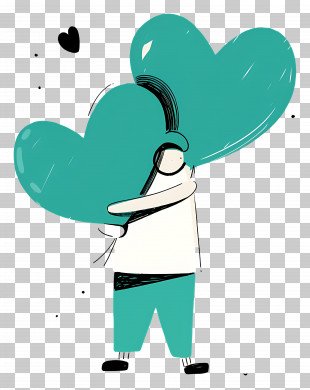 Green Heart - Person Holding Heart Balloons PNG
