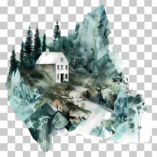 Farmhouse - Small House In Nature Illustration PNG