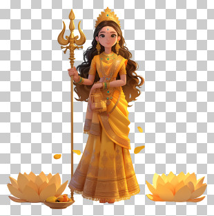 Maha Navami - Elegant Goddess With Trident PNG