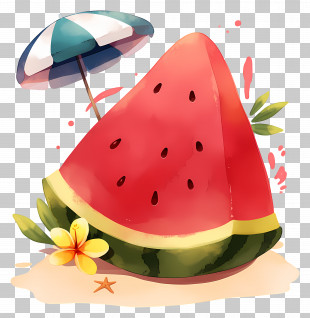 Watermelon Slice - Watermelon Slice With Tropical Summer Vibes PNG