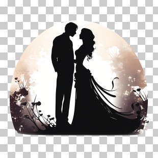Wedding Couple Silhouette - Silhouette Of Romantic Couple PNG