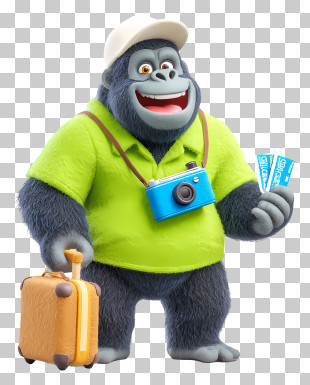 Gorilla Tourist - Happy Tourist Gorilla With Camera PNG