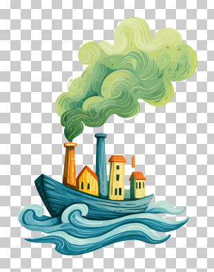 Ocean Pollution Logo - Steamboat With Smoke PNG