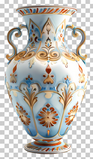 Ceramic Vase - Ornate Hand-Painted Ceramic Vase PNG