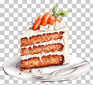 Cake Watercolor - Carrot Cake Slice With Cream Frosting PNG