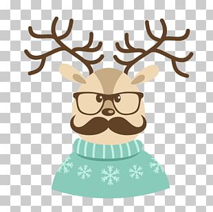Santa Claus Reindeer Christmas Card Hipster PNG