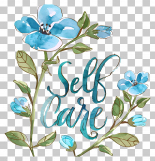 International Self Care Day - Self Care Text With Flowers PNG