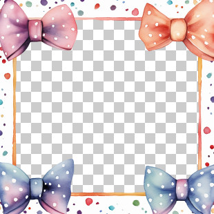 Bow Day - Decorative Polka Dot Bow Frame Illustration PNG