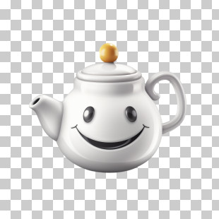 Teapot - Happy White Teapot PNG