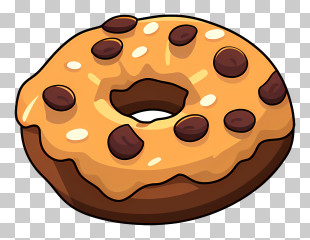 Doughnut - Cartoon Donut With Chocolate Chips PNG