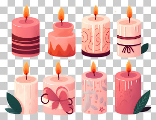 Pink Candles - Decorative Candles Illustration PNG