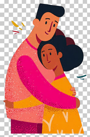 Warm Hugging Couple Illustration PNG