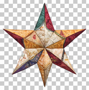 Patchwork Star - Colorful Patchwork Star Decor PNG