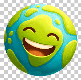 Earth Emoji - Happy Earth Cartoon PNG