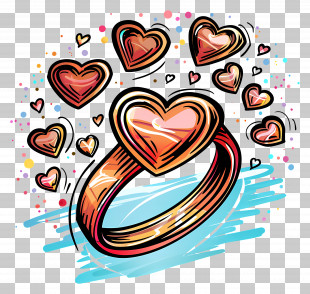 Ring - Heart-Themed Cartoon Ring Illustration PNG