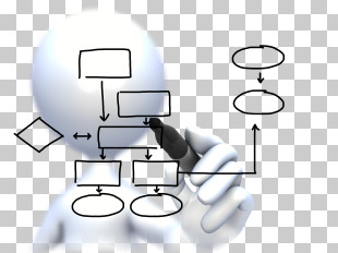 Stick Figure - Cartoon Figure Drawing A Flowchart On Clear Background PNG