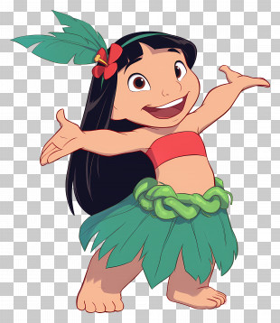 Lilo Pelekai - Cartoon Hawaiian Girl Dancing In Grass Skirt PNG