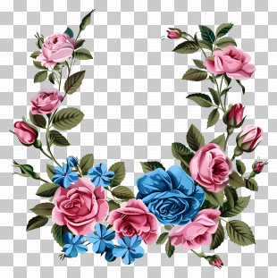 Floral Wreath - Colorful Floral Arrangement With Roses PNG