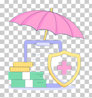 Pink Umbrella - Insurance Protection Illustration With Shield And Umbrella PNG