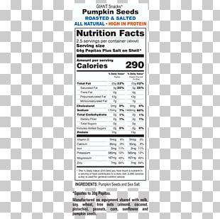 Pumpkin Seed Pickled Cucumber Sunflower Seed Nutrition Facts Label PNG