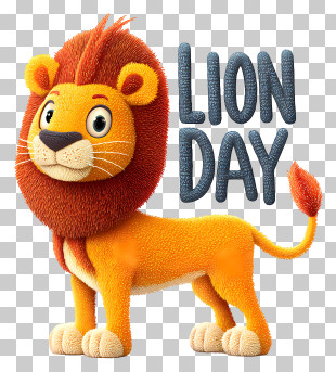 World Lion Day - Cute Lion Day Illustration PNG