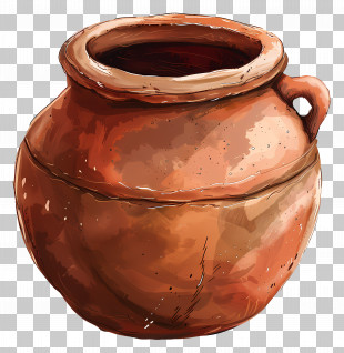Clay Pot - Handcrafted Clay Pot Illustration PNG