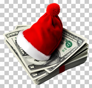 Money - Santa Hat On Stack Of Money PNG