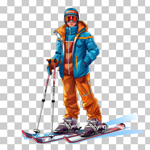 Ski Day - Skier Ready For Adventure In Snowy Landscape PNG