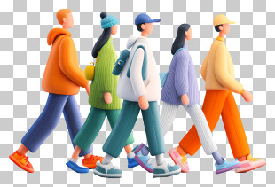 Group Of People Walking - Walking People Illustration PNG