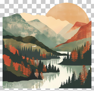 Mountains - Mountain Landscape Illustration PNG