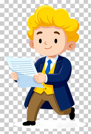 Blond Boy With Paper PNG