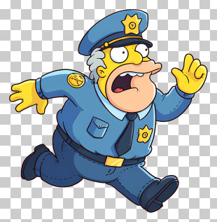 Chief Wiggum - Cartoon Police Officer Running PNG