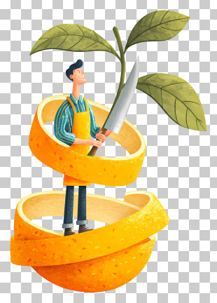 Man Peeled Orange - Creative Orange Peel Growth Concept PNG