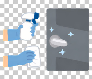 Icon - Clean Hands With Spray And Cloth On Door Handle PNG