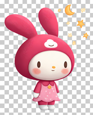 My Melody Dreaming - Pink Bunny With Stars And Moon PNG