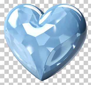 Blue Crystal Heart - Blue Crystal Heart Illustration PNG