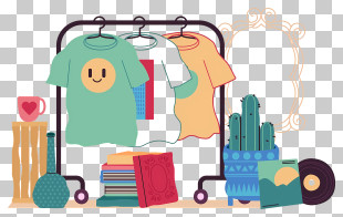 Shirt - Clothing Display With Books And Plants PNG