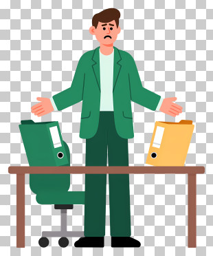 Confused Office Worker With Files PNG