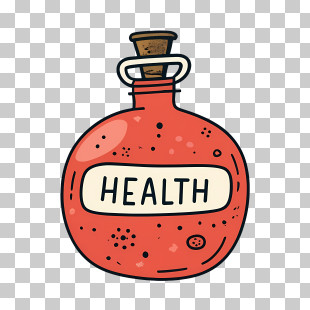 Health Bottle - Cartoon Red Health Potion Bottle With Label PNG